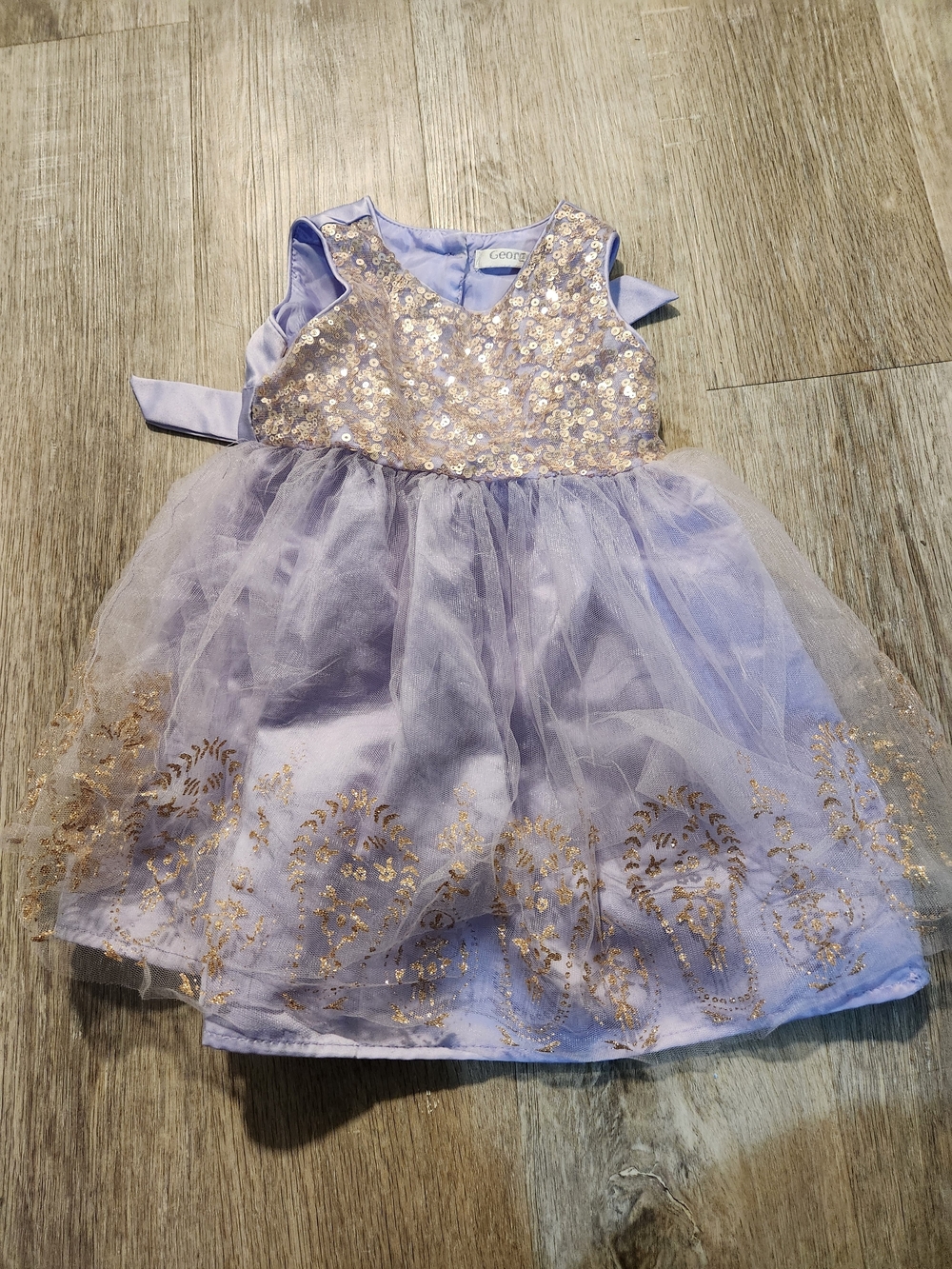 George Lavender Sequin Bodice with Gold Accent Tulle Dress